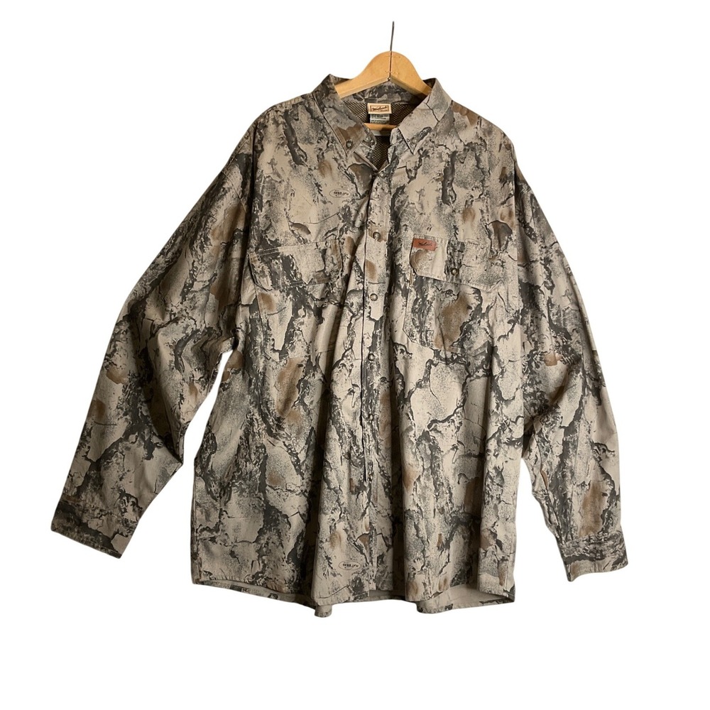 Woolrich Realtree Camo Button Up Shirt Cotton Vented Pockets Hunting Fishing 2XL